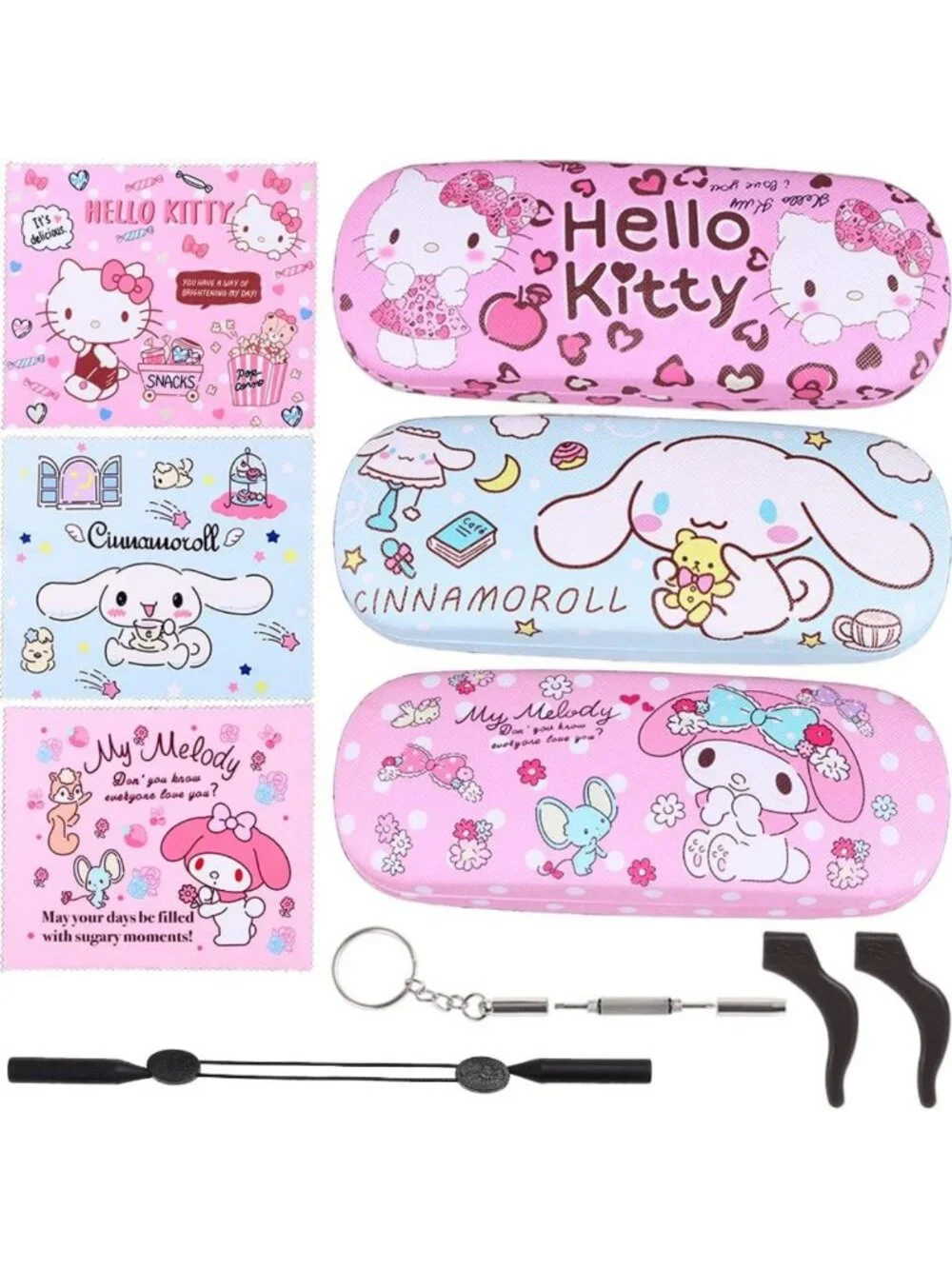 Cute Stylish Hard Shell Eyeglasses Case with Cloth & Strap - Perfect for Teens!